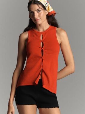 Anthropologie Keyhole Front Sleeveless Tank Top in Orange